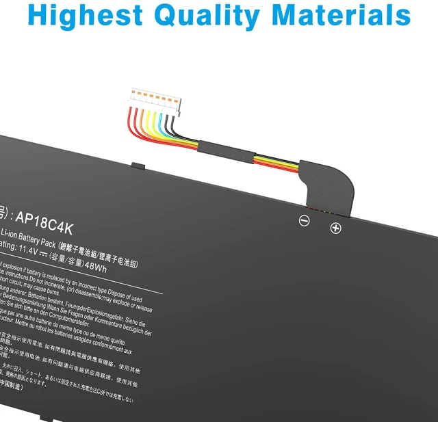 Alt view image 5 of 6 - AP18C4K Laptop Battery Compatible with Aspire 5 A515-43 A515-43G A515-44 A515-44G Spin 3 SP314-54N SP314-54N-54XS A515-43G-R05T A515-43G-R1SJ A514-52G-521W A515-44G-R26L A515-43-R057