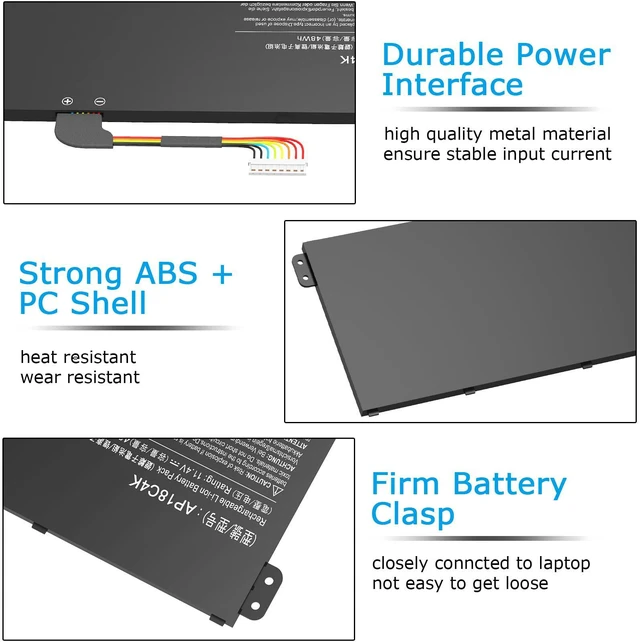 Alt view image 6 of 6 - AP18C4K Laptop Battery Compatible with Aspire 5 A515-43 A515-43G A515-44 A515-44G Spin 3 SP314-54N SP314-54N-54XS A515-43G-R05T A515-43G-R1SJ A514-52G-521W A515-44G-R26L A515-43-R057