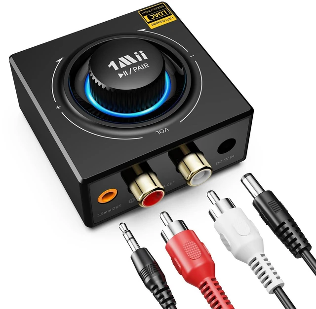 Main image of B06T3+ Bluetooth Receiver with LDAC for Home Stereo, Wired Speakers | Hi-Res Wireless Audio Adapter with aptX Low Latency & HD, Knob Volume Control, RCA/3.5mm AUX for Music Streaming