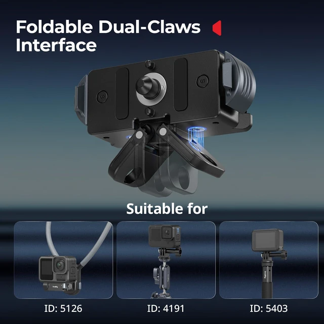 Alt view image 3 of 6 - Magnetic Quick Release Mount for GoPro Hero 13, Aluminum Adapter with 1/4"-20 Screw and Dual-Claws Interface, Base Compatible with Neck Mounts, Selfie Sticks, Magic Arms - 5437