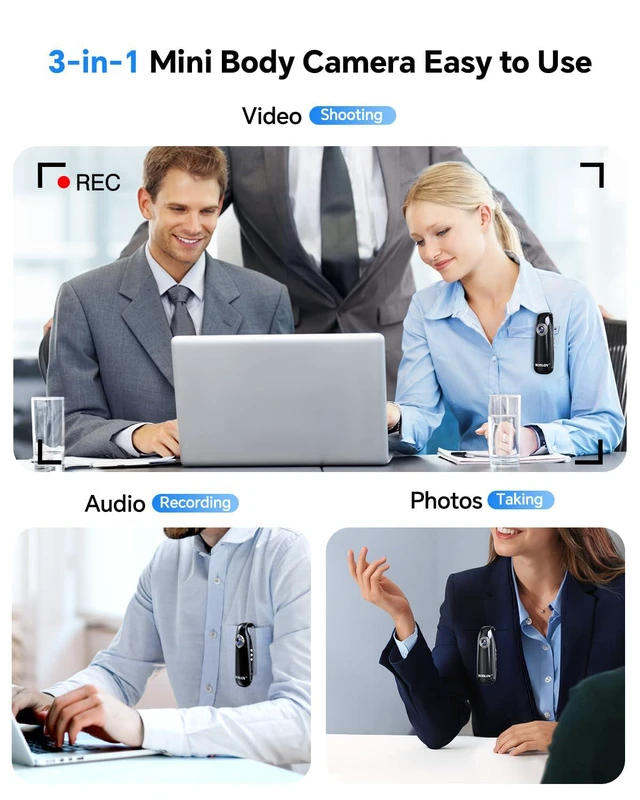 Alt view image 3 of 6 - Mini Body Camera with Video: 128GB 007 Pocket Tiny Body Cams with Back Clip,1080P Small Wearable Camera with Audio Recording -User Friendly for Bike/Pet/Home/Proof