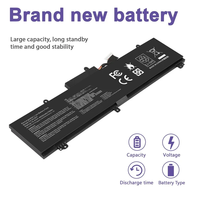 Alt view image 4 of 6 - C41N1837 Laptop Battery for ASUS ROG Zephyrus G15 GA501I GA502 GA502D GA502DU GA502GU GA502IV GU502 GU502DU GX502GW GX532GV GU532GW GU502LU GU502LW GU502LV GX502LXS GX502GV GX502GW 0B200-03380100