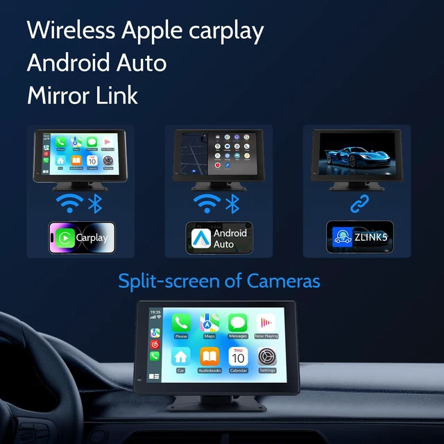 Alt view image 2 of 6 - Portable Car Stereo,HD Touchscreen for All Vehicles,with Apple CarPlay & Android Auto with Backup Camera/Mirror Link/Voice Control/Bluetooth/GPS/AUX/FM Satellite Radio (7 inch)