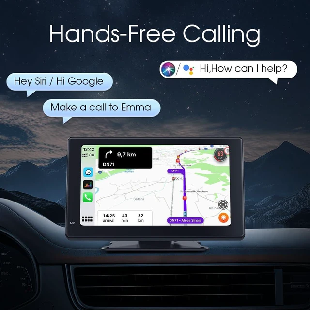 Alt view image 3 of 6 - Portable Car Stereo,HD Touchscreen for All Vehicles,with Apple CarPlay & Android Auto with Backup Camera/Mirror Link/Voice Control/Bluetooth/GPS/AUX/FM Satellite Radio (7 inch)