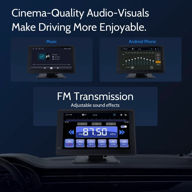 Alt view image 5 of 6 - Portable Car Stereo,HD Touchscreen for All Vehicles,with Apple CarPlay & Android Auto with Backup Camera/Mirror Link/Voice Control/Bluetooth/GPS/AUX/FM Satellite Radio (7 inch)