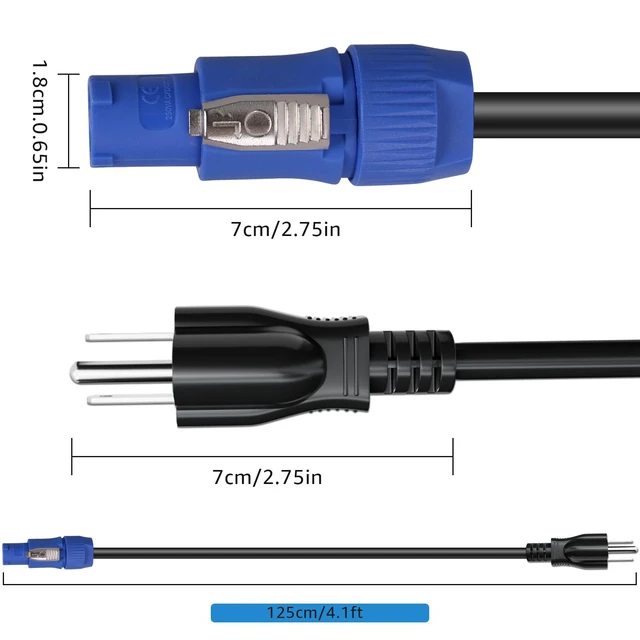 Alt view image 6 of 6 - 3-Prong NEMA 5-15P to PowerCON Cable 20A 3 Pin PowerCon Input Connector to NEMA 5-15P Connector Cord for Outdoor Stage Light LED Screen-1.2M/3.9FT