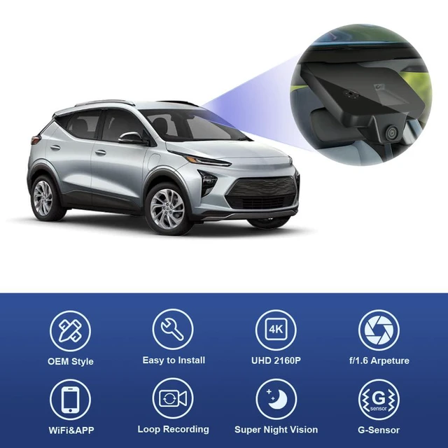 Alt view image 3 of 6 - 4K Dash Cam Suitable for Chevy Bolt EV & EUV LT Premier 2022-2024 (HD2-4267) has Auto-Dimming, OEM Look, UHD 2160P Video, Built-in WiFi & APP, Loop Recording, G-Sensor, Plug & Play, 64GB Card