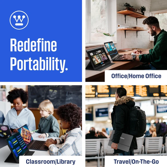 Alt view image 4 of 6 - 15.6 Inch Portable Monitor for Laptop & Travel, 1080p, 60Hz, IPS Display, Full HD Screen with Magnetic Protective Cover, Built in Speakers, 1x Mini HDMI, 1x USB Type-C