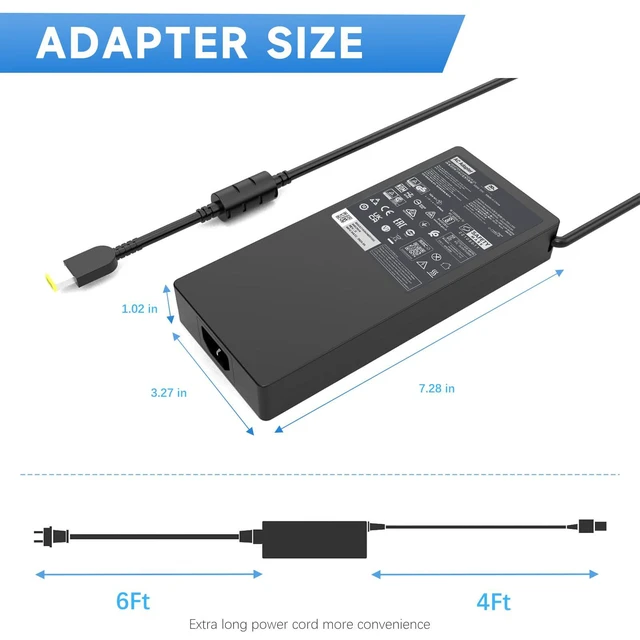 Alt view image 3 of 6 - 330W Slim Charger Compatible with Lenovo Legion 9 9i Pro 7 7i Pro 5 5i Gen 8 9 16IRX9H 16IRX8H 16ARX8H 16IRX9 16IRX8 Gaming AC Adapter, RTX 4090 4080 4070 Power Supply