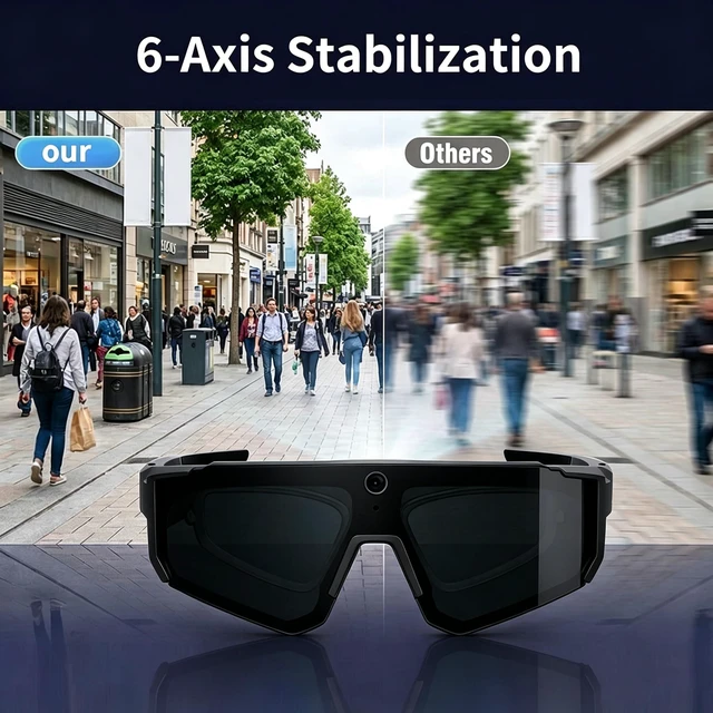 Alt view image 5 of 6 - 2026 Upgraded AI Smart Glasses with 4K Camera, 1200P Video, 6-Axis EIS Anti-Shake, ChatGPT Assistant, AI Recognition & Translation, IP54 Waterproof for Cycling, Hiking, Running, Vlogging