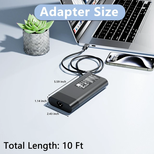 Alt view image 6 of 6 - 140W USB C Charger Compatible with HP ZBook 8 G1i/G2i/G2a 14 16 | for ZBook Ultra G1a, for Omen Transcend Laptop 14-fb0000, for Spectre x360 16-aa0000, Type-C Power Cord, Fast Charging