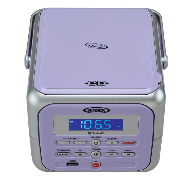 Alt view image 2 of 6 - ® CD-660 Portable Retro Boom Box CD Player Bluetooth Digital Home Music System with MP3, USB/AUX Input, FM Radio, Stereo Speakers - Purple Limited Edition