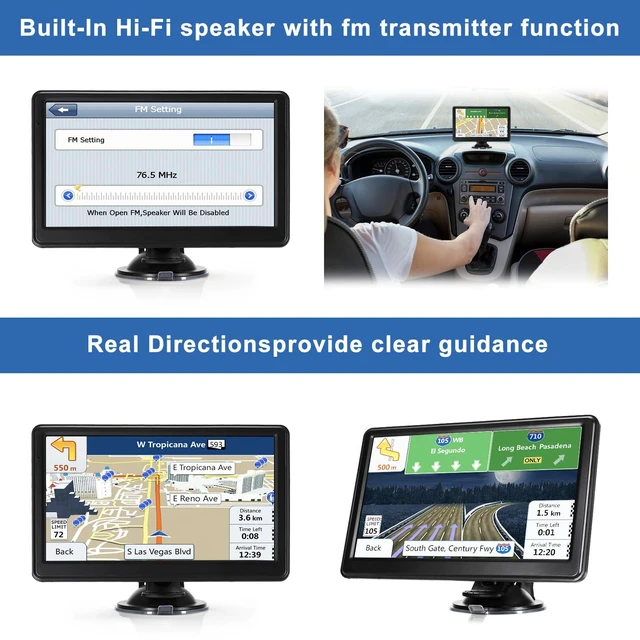 Alt view image 5 of 6 - GPS Navigator for Car Truck RV, Latest 2025 Map, 7 inch Touch Screen Real Voice Spoken Turn-by-Turn Direction Reminding Navigation System for Cars, Vehicle GPS with Speed and Red Light Warning