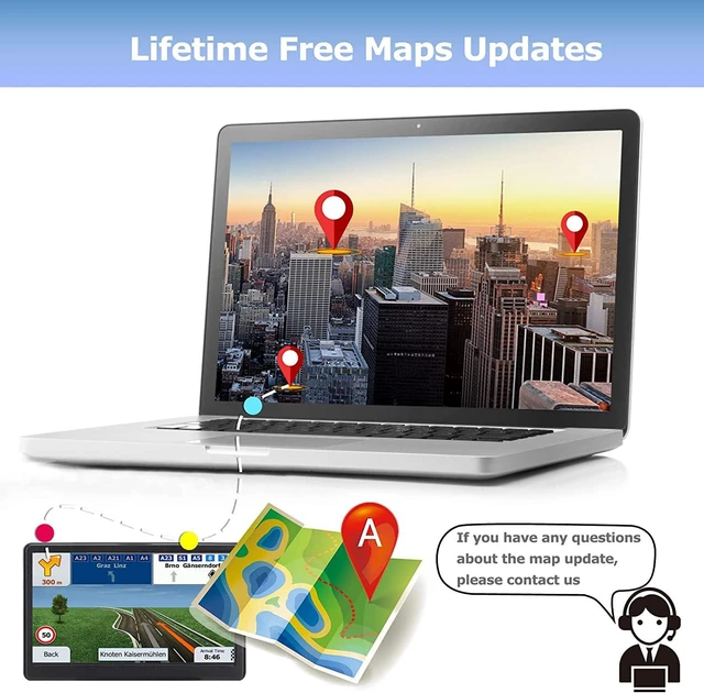 Alt view image 6 of 6 - GPS Navigator for Car Truck RV, Latest 2025 Map, 7 inch Touch Screen Real Voice Spoken Turn-by-Turn Direction Reminding Navigation System for Cars, Vehicle GPS with Speed and Red Light Warning