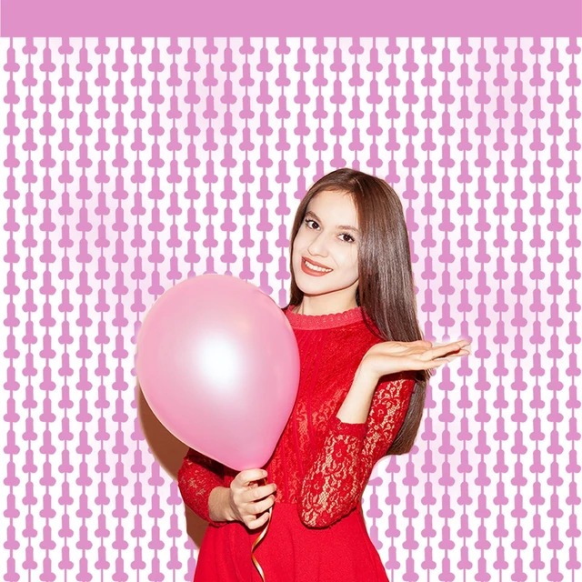 Alt view image 2 of 4 - 2 Pack Metallic Foil Fringe Curtain 3.3ft x 6.6ft Party Decorations, Shiny Tinsel Backdrop Curtains for Photo Booth, Birthday, Bridal Shower, Celebration Decorations (Pink)