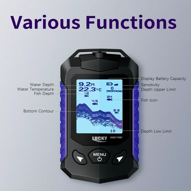 Alt view image 5 of 6 - Kayak Portable Fish Finder Transducer Handheld LCD Fishing Depth Finders Water Castable Boat Fish Sonar Boat Bank Ice Fishing FF168-T
