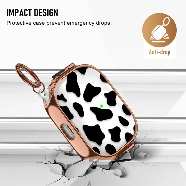 Alt view image 5 of 6 - for Apple Airpods Pro 3 case(2025) with Safety Lock,Compatible Airpods Pro 3rd Generation case Cover,for Cute AirPods Pro Case for Women Girly with Keychain-Black Cow