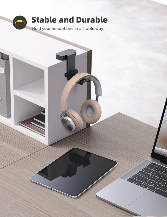 Alt view image 3 of 6 - Headphone Stand Adhesive Rotatable Headset Earphone Hanger Hook | 360° Rotation Earphone Holder, Cable Organizer Headphone Stand, for All Headset Gaming HyperX, Razer, Sony, Senn heiser