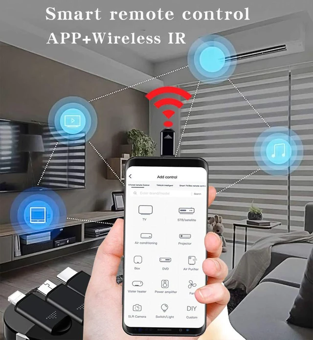 Alt view image 2 of 6 - R09 Mini Smartphone IR Remote Controller Adapter for iOS Smart Phone Mini Infrared Universal Control All in One Air Conditioner/TV/DVD/STB (Black-for Lightning)