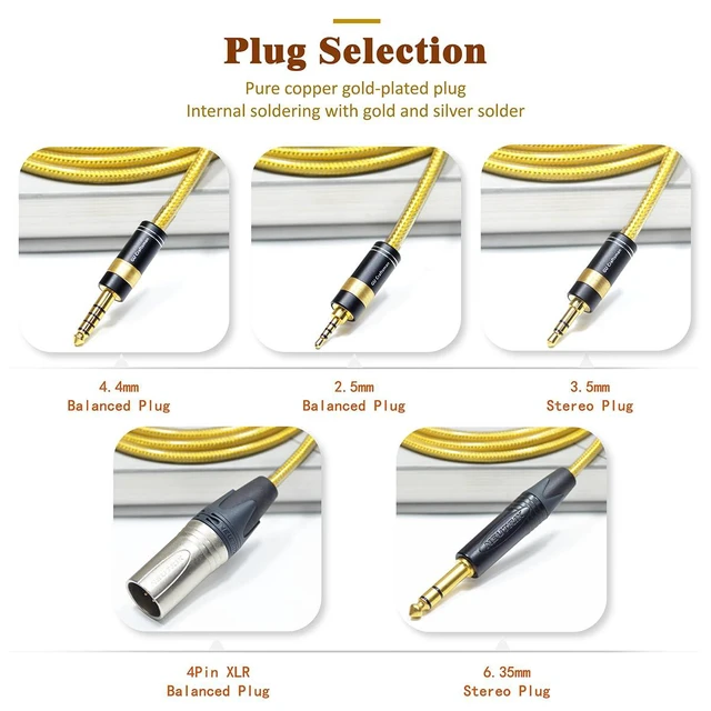 Alt view image 4 of 6 - 4-Pin Mini XLR 6N OFC Silver-Plated with Metal Shielding Layer 4.4mm 3.5mm Headphone Upgrade Cable for SENNHEISER HD 490 PRO, HD 490 PRO Plus, HD480 PRO, HD480 PRO Plus (3.5mm Plug)