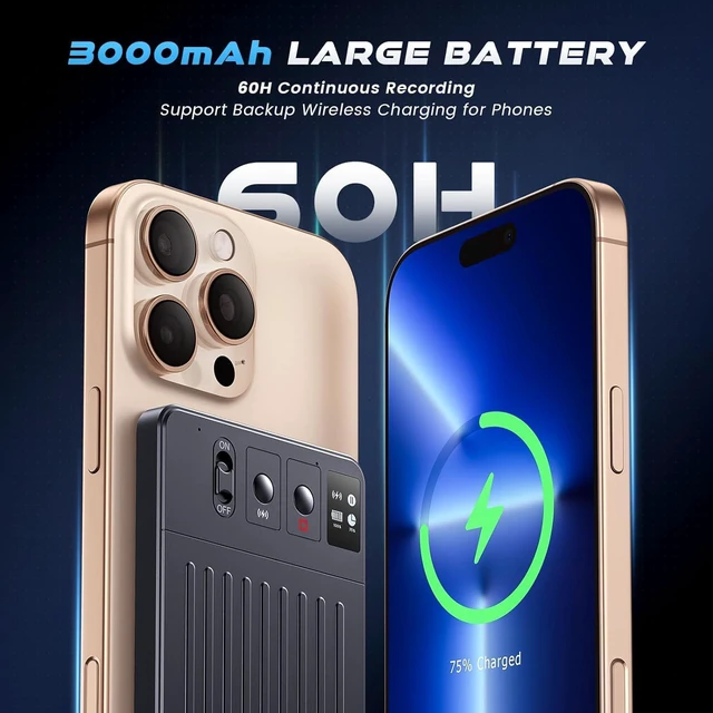 Alt view image 4 of 6 - Bantropolis AI Voice Recorder 64GB, Intelligent Transcription and summarization, Supports 107 Languages, with 3000mAh Magnetic Charging, Suitable for Meetings, lectures, Calls and interviews