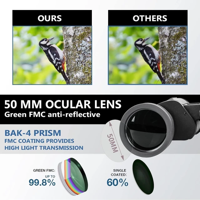 Alt view image 3 of 6 - 20x50 Binoculars for Adults, HD High Powered Professional Binoculars for Bird Watching Travel Stargazing Concerts Outdoor Sports-BAK4 Prism FMC Lens,Waterproof