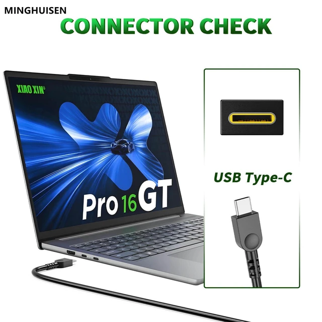 Alt view image 2 of 6 - 65W USB-C Wall Laptop Charger Compatible with Lenovo ThinkPad ThinkBook Yoga Chromebook IdeaPad Series