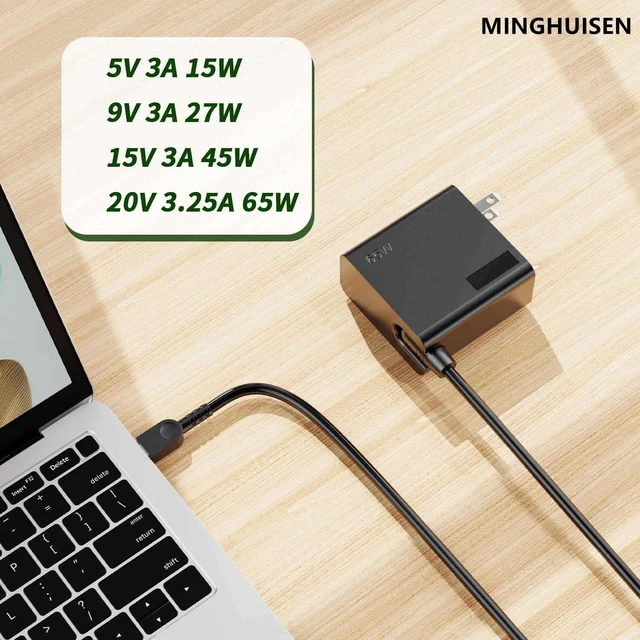 Alt view image 6 of 6 - 65W USB-C Wall Laptop Charger Compatible with Lenovo ThinkPad ThinkBook Yoga Chromebook IdeaPad Series