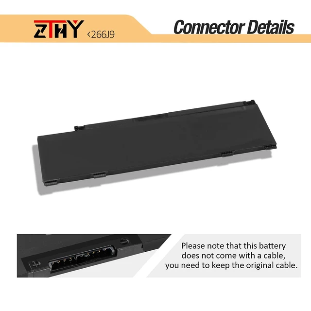 Alt view image 4 of 6 - 51Wh 266J9 Laptop Battery Replacement for Dell G3 15 3500 3590 3790 | G5 15 5500 SE 5505 Inspiron 5490 Series P89F P89F001 P89F002 P89F003 P89F004 0415CG C9VNH 0PN1VN 0M4GWP Battery 11.4V 3-Cell