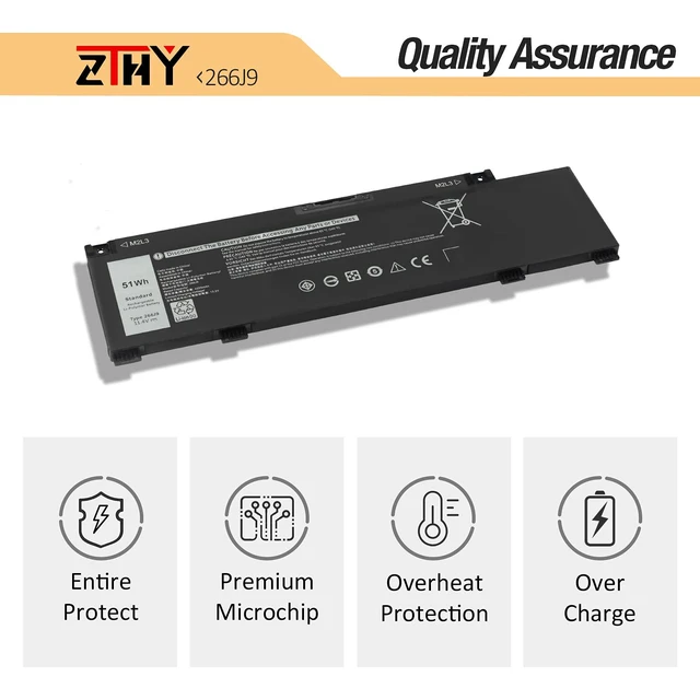 Alt view image 5 of 6 - 51Wh 266J9 Laptop Battery Replacement for Dell G3 15 3500 3590 3790 | G5 15 5500 SE 5505 Inspiron 5490 Series P89F P89F001 P89F002 P89F003 P89F004 0415CG C9VNH 0PN1VN 0M4GWP Battery 11.4V 3-Cell
