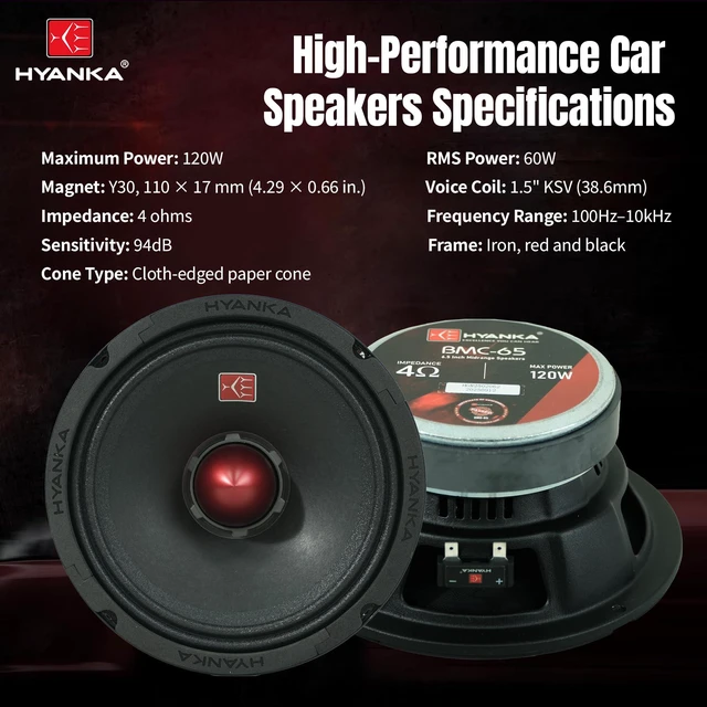 Alt view image 4 of 6 - BMC-65 6.5-Inch Car Midrange Speakers, 480W, 4 Ohm, Pair Bullet-design phase plugs and black steel baskets deliver clear, powerful mids for car and truck door audio upgrades