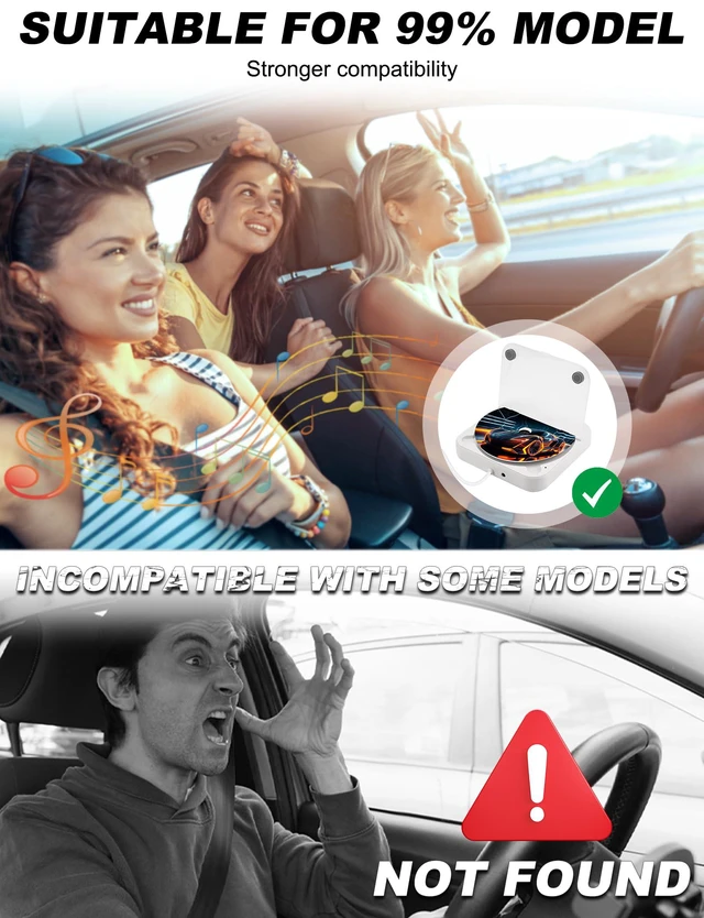 Alt view image 2 of 6 - External Portable CD Player for Car - Car CD Player with USB Port AUX Port, Extra USB Extension Cable, Universal USB CD Player for Vehicle, Laptop, TV, Computer, for Android 4.4 and Above Navigation