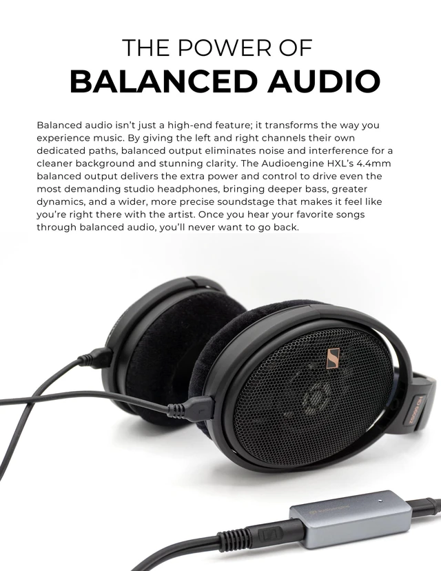 Alt view image 6 of 6 - HXL Balanced Portable DAC and Headphone Amplifier 4.4mm Balanced Output, 520mW Power, Hi-Res Audio for Audiophile Headphones | Balanced Output, 520mW Power, Hi-Res Audio for Audiophile Headphones