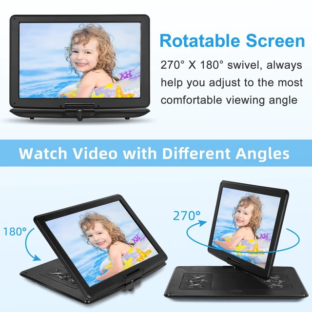 Alt view image 3 of 6 - 17.9" Portable DVD Player with 15.6" Large HD Screen, Black | High Volume Speakers, 6 Hours Battery DVD Player Portable, Support USB/SD Card/Sync TV, Region Free