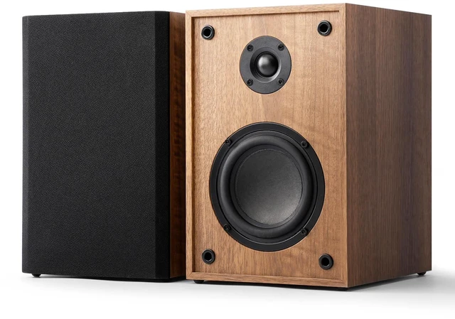 Main image of Bluetooth Bookshelf Speakers, 60W Powered Stereo Speakers | Turntable Speakers, Active Stereo Speakers, 4" Woofer + 1" Silk Dome Tweeter, Bluetooth 5.2, RCA/AUX Input, Remote Control