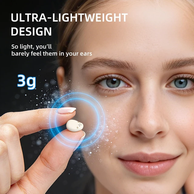 Alt view image 6 of 6 - Sleep Earbuds for Side Sleepers, Mini Invisible Wireless Bluetooth 5.4, Sleep Earbuds with LED Screen, Small Earbuds for Small Ears, Noise Canceling Discreet Earbuds for Sleeping, Work, White
