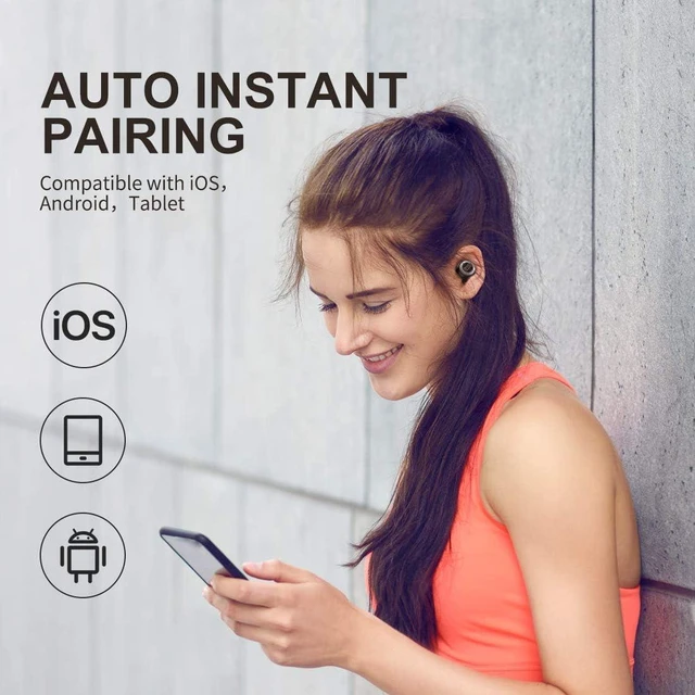 Alt view image 6 of 6 - Achieve 100 AirLinks Wireless Earbuds,Super Fast Charge,Bluetooth 5.0 in-Ear Stereo Headphones with USB-C Charging Case,Built-in Mic for Clear Calls,Water Resistant Design for Sports, Red