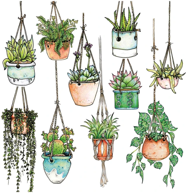 Main image of 10 x Hanging Plant Laptop Stickers for Women | Cute Laptop Decals | Original Design Plant Stickers for Laptop | Easy Peel and Stick | Removable | Also Perfect for Water Bottles | Journals