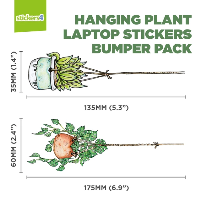 Alt view image 6 of 6 - 10 x Hanging Plant Laptop Stickers for Women | Cute Laptop Decals | Original Design Plant Stickers for Laptop | Easy Peel and Stick | Removable | Also Perfect for Water Bottles | Journals