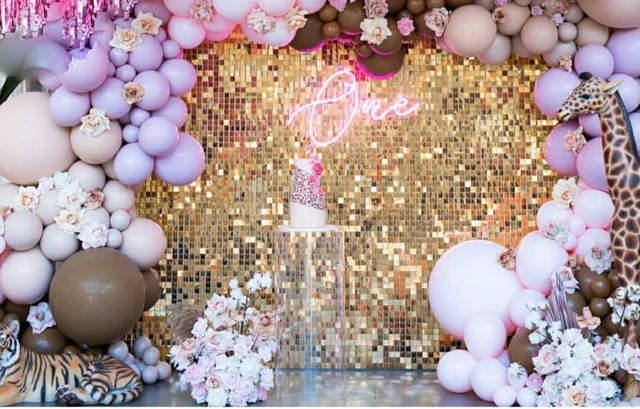 Alt view image 2 of 6 - 24 Sequin Panels for Shimmer Wall - New Interlocking Design | Shimmer Wall, Party Backdrop, Events, and Advertising Signs (Light Gold)