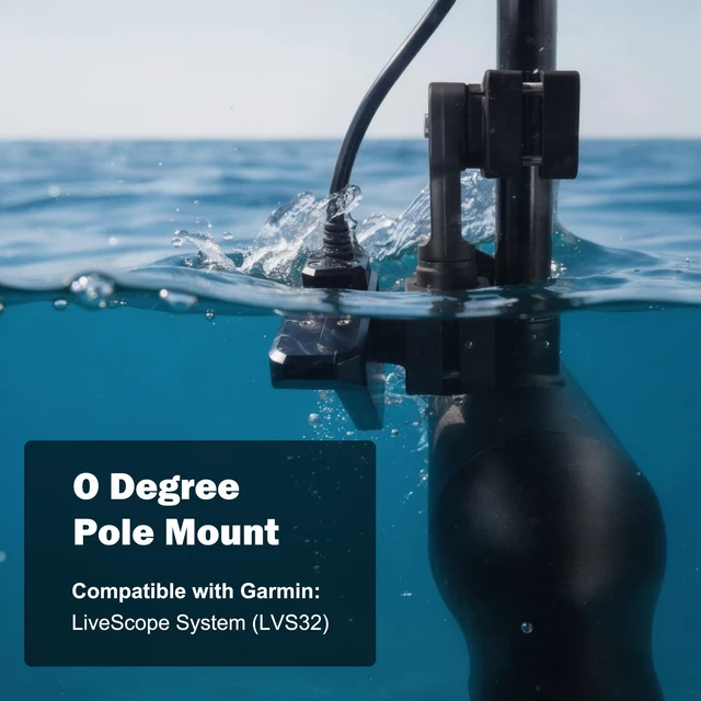 Alt view image 5 of 6 - 0 Degree Transducer Pole Mount Trolling Motor Bracket | Reinforced nylon. Heavy duty sonar mount. Replaces 0101278401. Compatible with Garmin LiveScope LVS32