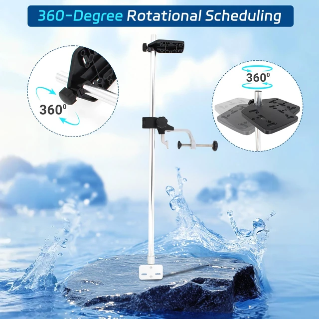 Alt view image 2 of 6 - Telescopic Fish Finder Mount, 360° Adjustable 3.31" Clamp, Portable Pole | Upgraded Version Transducer Pole Mount, 3.31inch Clamp Opening, No-Drill Setup for Boats, Canoes & Kayaks