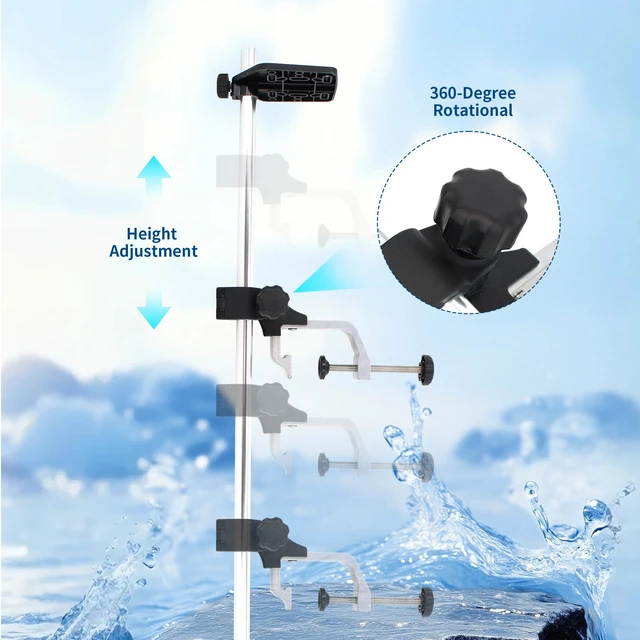 Alt view image 3 of 6 - Telescopic Fish Finder Mount, 360° Adjustable 3.31" Clamp, Portable Pole | Upgraded Version Transducer Pole Mount, 3.31inch Clamp Opening, No-Drill Setup for Boats, Canoes & Kayaks