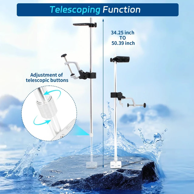 Alt view image 4 of 6 - Telescopic Fish Finder Mount, 360° Adjustable 3.31" Clamp, Portable Pole | Upgraded Version Transducer Pole Mount, 3.31inch Clamp Opening, No-Drill Setup for Boats, Canoes & Kayaks
