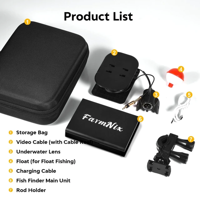 Alt view image 6 of 6 - 4.3inch Underwater Fishing Camera,65ft Cable 220° Ultra Wide Angle 21pcs IR Lights with Night Vision,Portable Storage Bag,5000mAh Fish Finder for Ice Fishing,Lake,Boat,Kayak