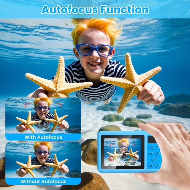 Alt view image 3 of 6 - 4K Waterproof Camera,10FT Underwater Digital Camera,48MP Floating Camera | for Snorkeling,Surfing,Swimming and Kayaking,Dual-Screen Selfie,Autofocus,18X Zoom,Fill Light,32GB Card,Type-C Rechargeable