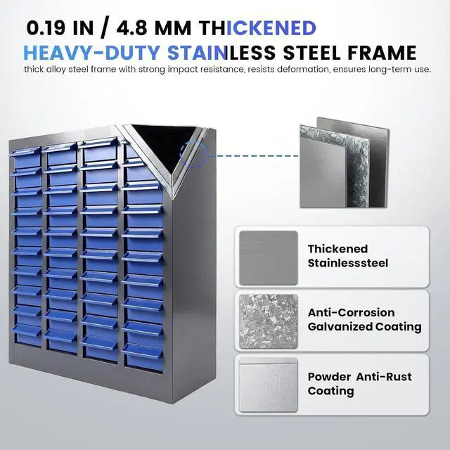 Alt view image 3 of 7 - 40 Drawers Bolt and Nut Organizer, Part Cabinet with Shelves & Labels - 21"x8.7"x25" Bolt Bin Cabinets for Tool Hardware Storage, Workshop & Hardware Organization