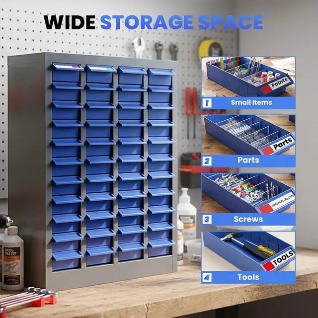 Alt view image 6 of 7 - 40 Drawers Bolt and Nut Organizer, Part Cabinet with Shelves & Labels - 21"x8.7"x25" Bolt Bin Cabinets for Tool Hardware Storage, Workshop & Hardware Organization