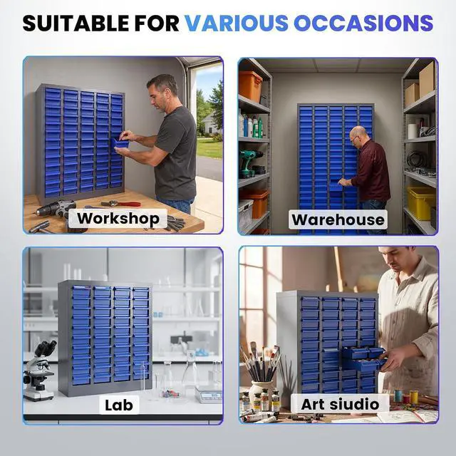 Alt view image 7 of 7 - 40 Drawers Bolt and Nut Organizer, Part Cabinet with Shelves & Labels - 21"x8.7"x25" Bolt Bin Cabinets for Tool Hardware Storage, Workshop & Hardware Organization
