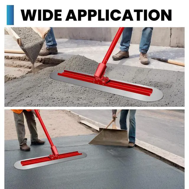 Alt view image 7 of 7 - 48" x 12" Bull Float Concrete Tool, Aluminum Alloy Adjustable Concrete Bull Float for Concrete Finishing, Red Concrete Float with 4 Combinable Handles